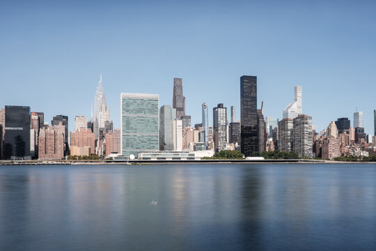 Cityscape of the United Nations Headquarters Building in Manhattan, New York City