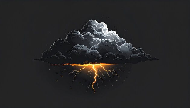 Lightning storm cloud with electric yellow lightning bolt