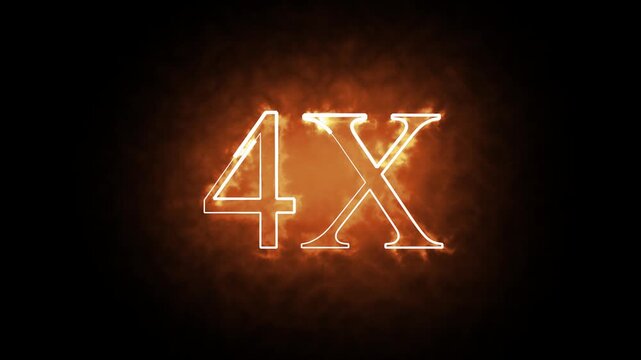 4X text Fairy Burning Glow Effect, Realistic Motion Graphics Animation. Abstract Glowing Fairy Font Waving and Burning in Slow Motion.