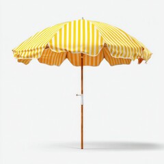 Obraz premium Vibrant yellow striped beach umbrella.