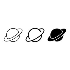 Obraz premium Saturn icon set outline solid silhouette, white background