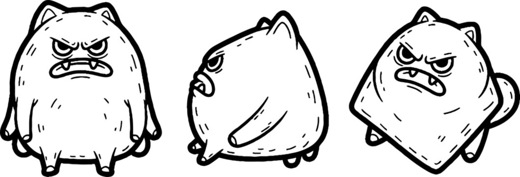 Angry Bulldog Face Repeating Vertical Line Pattern