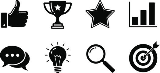 Naklejka premium Editable icon set black and white vector graphics for business and communication