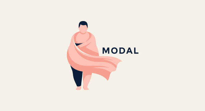 Person Wrapped in Flowing Soft Fabric Textile Illustration