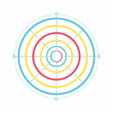 Concentric Circles with Dotted Lines and Compass Points