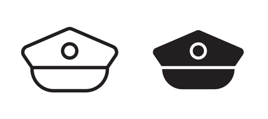 Police cap icon In Flat and stroke Style Vector For App, UI, Websites. Black Vector Illustration. © naba