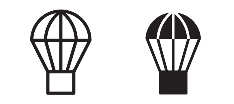 Parachute icon In Flat and stroke Style Vector For App, UI, Websites. Black Vector Illustration.
