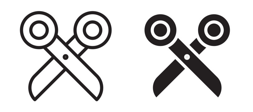 Scissors icon In Flat and stroke Style Vector For App, UI, Websites. Black Vector Illustration.