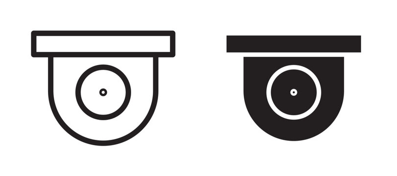 Security camera icon In Flat and stroke Style Vector For App, UI, Websites. Black Vector Illustration.