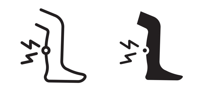 Shin pain icon In Flat and stroke Style Vector For App, UI, Websites. Black Vector Illustration.