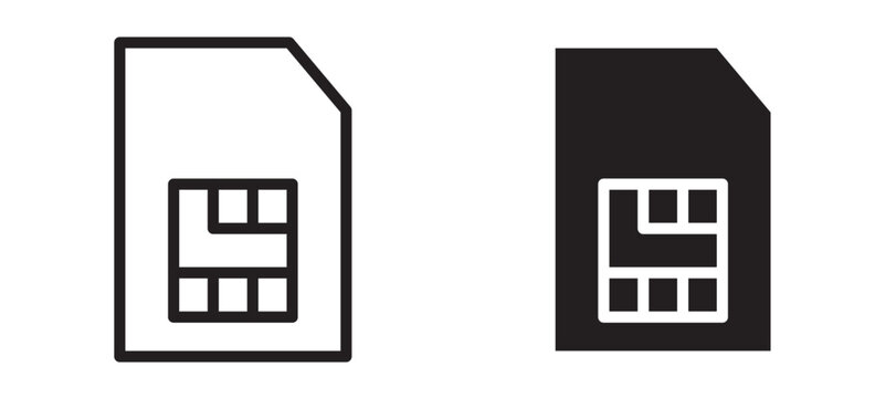 Sim card icon In Flat and stroke Style Vector For App, UI, Websites. Black Vector Illustration.