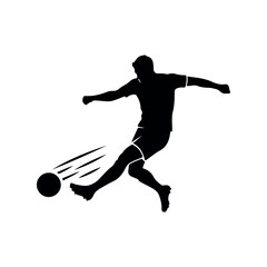 Obraz premium Powerful Football Striker Goal Shot Silhouette