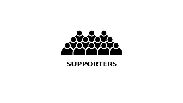 Animated supporters with crowd silhouette on vibrant green background, for presentations