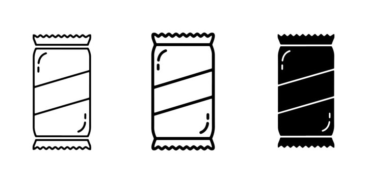 Food Packaging Icons, Snack Wrappers, Candy Bar Vector Graphics, Simple Product Design