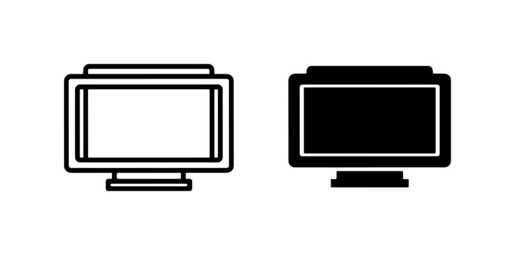 Computer Monitor Icons, Screen Display Vector Graphics, Technology Interface Symbols
