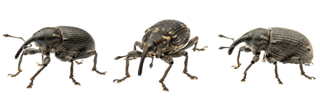 Carrot weevil crop pest beetle bug showing biological anatomy, structural morphology, taxonomic classification traits, and agricultural crop damage parameters within a reference field.