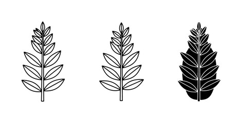 Leafy Branch Vector Icons, Botanical Elements, Nature Icons, Plant Motifs © Shishir