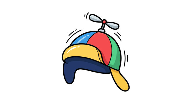 Colorful propeller beanie hat with playful design on white background