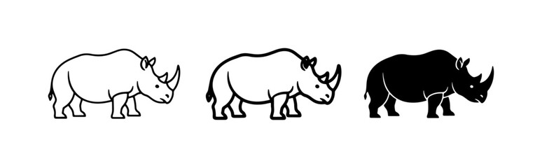 Rhino Icons: Outline, Silhouette, and Black Vector Art © Jasim