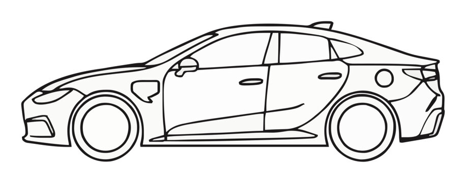 Hydrogen fuel cell car continuous line art. Generative AI
