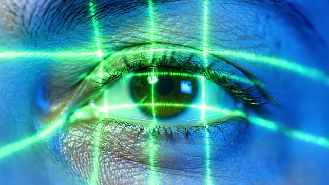 A close-up of a human eye with a green grid pattern superimposed over it (5)