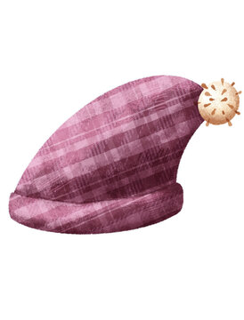 Cute Purple Knit Night Cap Baby Hat Clipart for Nursery and Toddler Illustration