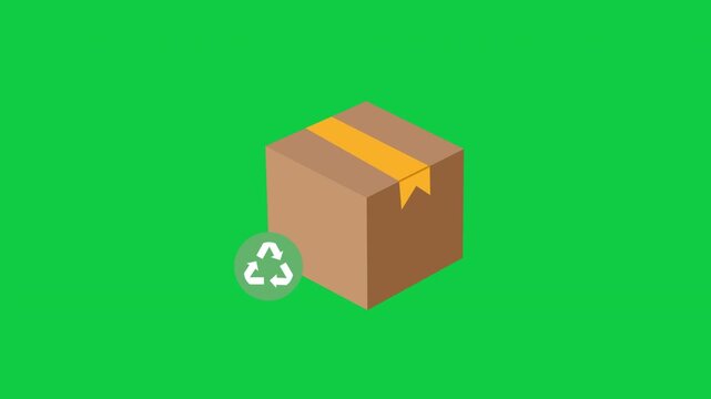 Eco Friendly Packaging Cardboard Box Recycle Icon Green Screen