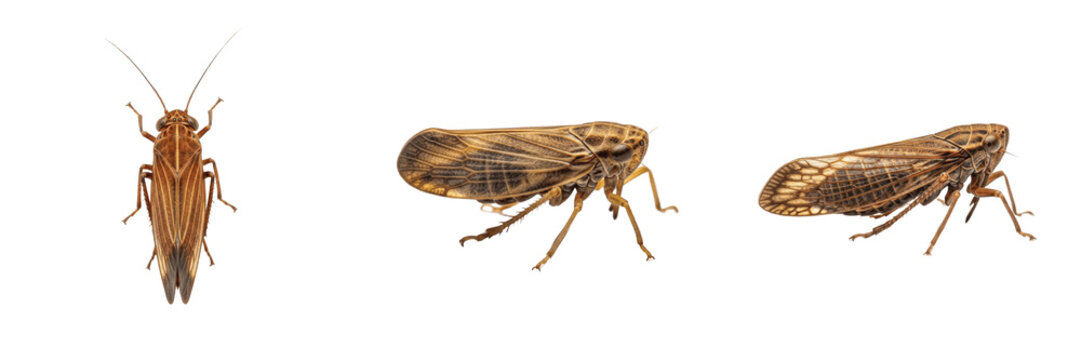 Brown planthopper rice pest insect showing biological anatomy, structural morphology, taxonomic classification traits, and agricultural crop damage parameters within a reference field.