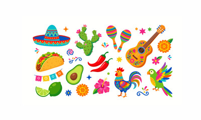 Fototapeta premium Cinco de Mayo Mexican Icons7.eps