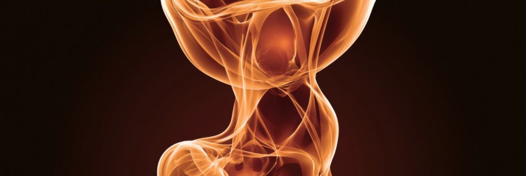 Concept art highlights uterine fibroid awareness by showing a stylized uterus form with small masses illuminated, emphasizing medical awareness.