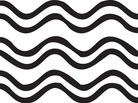 Black wavy lines, abstract wave patterns, vector graphics, modern design elements, decorative borders