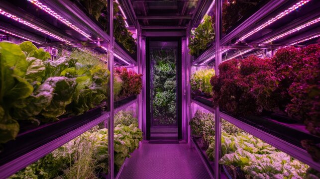 Vertical farming creating sustainable agriculture with led grow lights