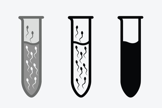 Three test tubes with varying concentrations of sperm cells represent fertility testing and reproductive health analysis in a lab.