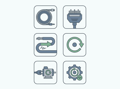 Industrial Motor Encoder Cable and Components Icons