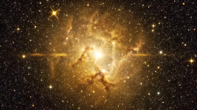 A stunning astronomical image reveals a vibrant nebula surrounded by countless stars in the vast expanse of space.