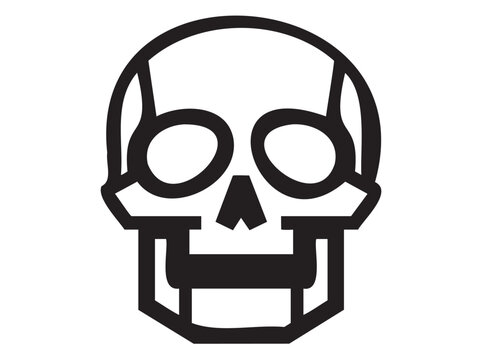 Black skull icon, vector skull symbol, minimalist design, monochrome illustration
