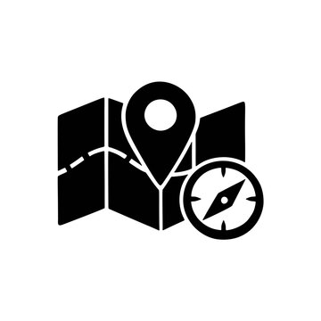 Black Map Maker Icon Vector &ndash; Navigation & Location Symbol