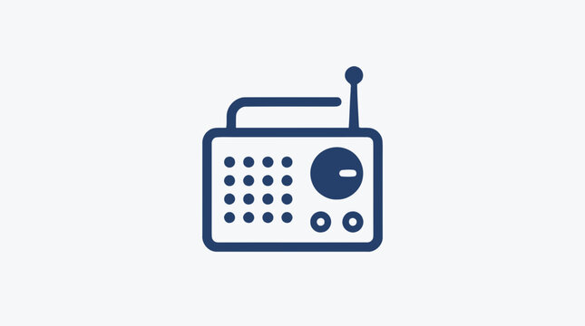 Minimalist Retro Transistor Radio Icon - Flat Vector Style Illustration of a Classic Portable Radio