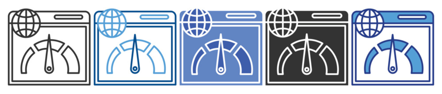 Website performance icon set multiple style collection