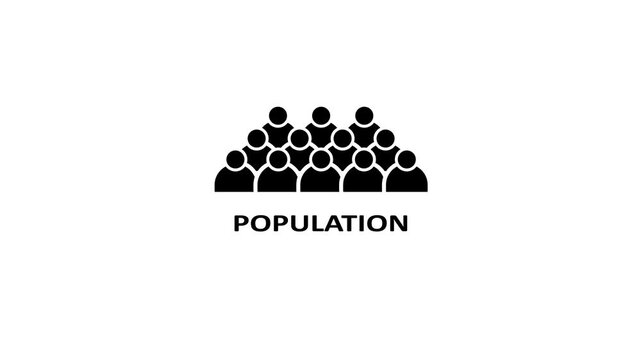 Animated population with growth theme on green background, looping animation 1. population