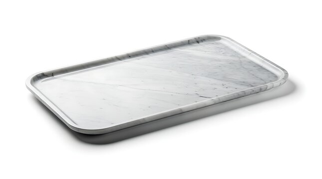 stainless steel baking tray with rounded corners isolated on white bac