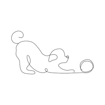 Minimalist dog continuous one line drawing vector illustration.