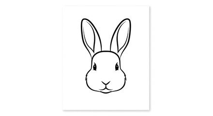 Obraz premium Minimalist black and white illustration of a rabbit head on a white background