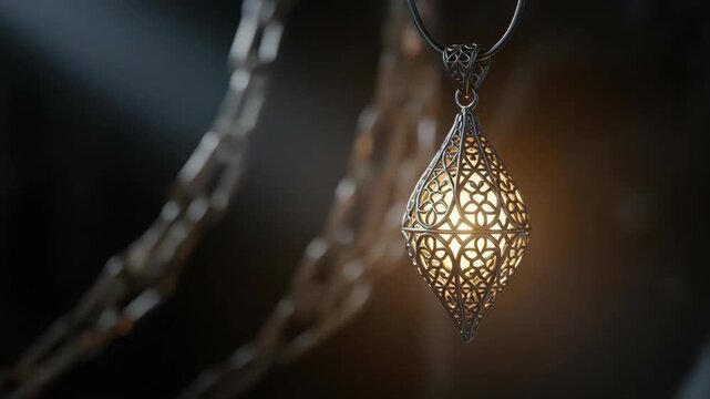 Closeup of hanging light fixture.