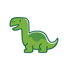 Naklejka premium Cute green cartoon dinosaur vector illustration.