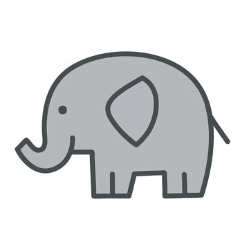 Cute cartoon elephant icon in simple flat style.