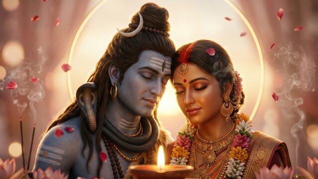 Shiva Parvati Portrait &ndash; Divine Love Union