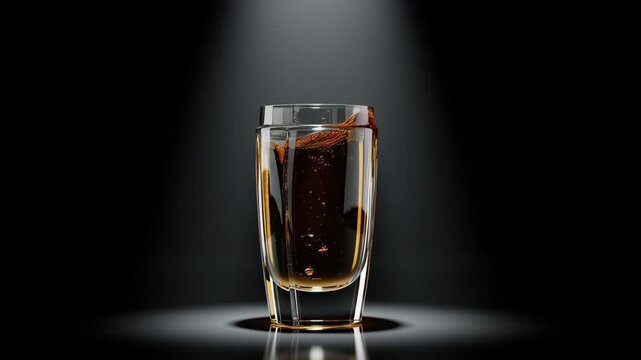 Glass of cola with ice cubes.