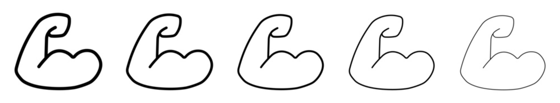 line muscle icons. line art strong biceps icon set with opacity variations for loading concept
