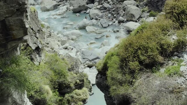 Origin of Saraswati river at first Indian village Mana near Badrinath